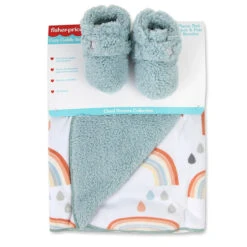 Fisher Price Fisher-Price&reg; In The Clouds Sherpa Blanket & Booties In White/Blue Multi -Fisher Price Shop unnamed file 1270