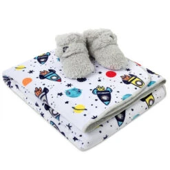 Fisher Price Fisher-Price® Captain Planet Sherpa Blanket & Booties In White/Grey Multi