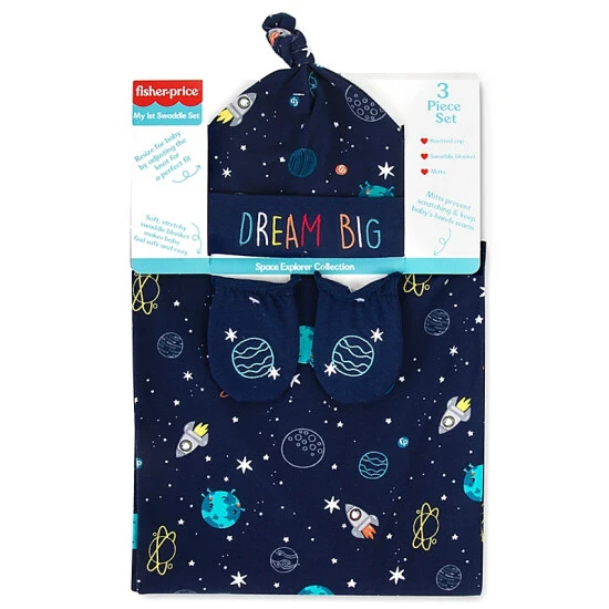 Fisher Price Fisher-Price® Captain Planet Swaddle With Cap & Mittens In Navy 4 Fisher Price Fisher-Price® Captain Planet Swaddle With Cap & Mittens In Navy - Image 4