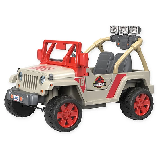 Fisher Price Fisher-Price® Power Wheels® Jurassic Park Jeep® Wrangler Ride-On Red/tan 1 Fisher Price Fisher-Price® Power Wheels® Jurassic Park Jeep® Wrangler Ride-On Red/tan
