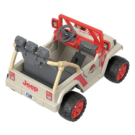 Fisher Price Fisher-Price® Power Wheels® Jurassic Park Jeep® Wrangler Ride-On Red/tan 2 Fisher Price Fisher-Price® Power Wheels® Jurassic Park Jeep® Wrangler Ride-On Red/tan - Image 2