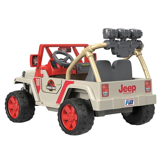Fisher Price Fisher-Price® Power Wheels® Jurassic Park Jeep® Wrangler Ride-On Red/tan 3 Fisher Price Fisher-Price® Power Wheels® Jurassic Park Jeep® Wrangler Ride-On Red/tan - Image 3