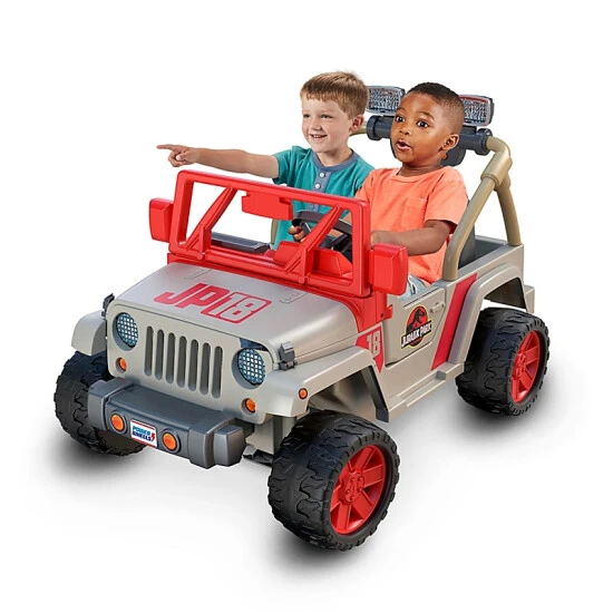 Fisher Price Fisher-Price® Power Wheels® Jurassic Park Jeep® Wrangler Ride-On Red/tan 5 Fisher Price Fisher-Price® Power Wheels® Jurassic Park Jeep® Wrangler Ride-On Red/tan - Image 5
