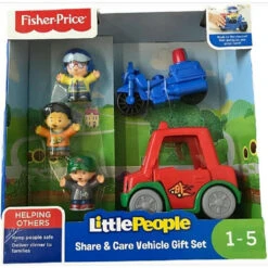 Fisher Price Fisher-Price Little People Share & Care Gift Set With Police Motorcycle & Pizza Delivery Car Multicolor