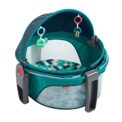 Fisher Price Fisher-Price On-The-Go Portable Baby Dome, Aqua Pixels Multicolor